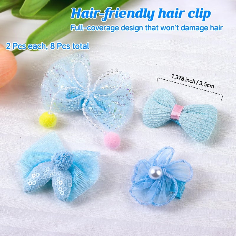 Cherocito 400 Pcs Baby Girls Hair Accessories Set,Baby Girls Hair Ties,Flower Bows Rubber Bands,Hair-friendly Hair Clip,Soft Elastic Hair Bands,Claw Clip(Blue) - Image 3